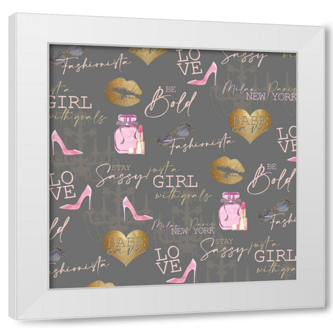 Fashionista Square White Modern Wood Framed Art Print by Allen, Kimberly