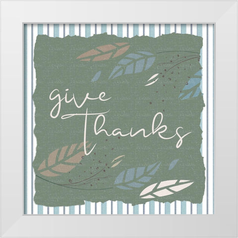 Give Thanks Stripes Square White Modern Wood Framed Art Print by Allen, Kimberly