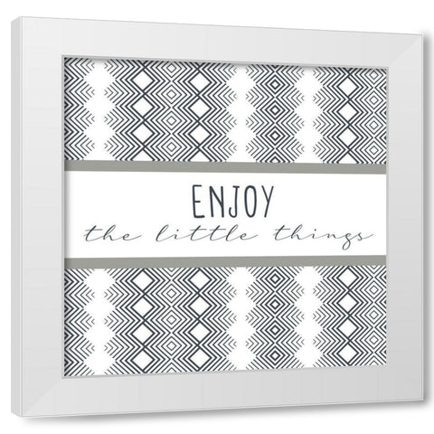 Enjoy Square White Modern Wood Framed Art Print by Allen, Kimberly