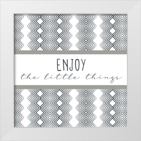 Enjoy Square White Modern Wood Framed Art Print by Allen, Kimberly