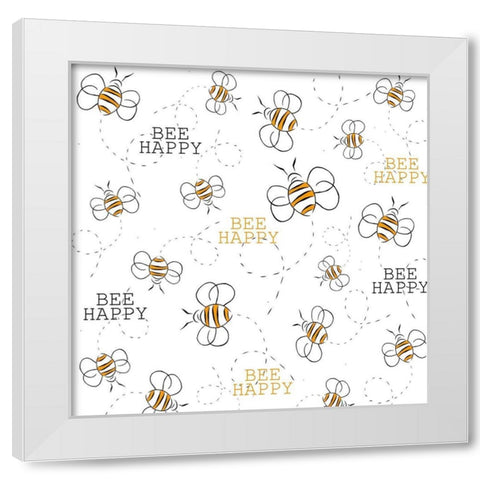 Bee Happy White Modern Wood Framed Art Print by Allen, Kimberly