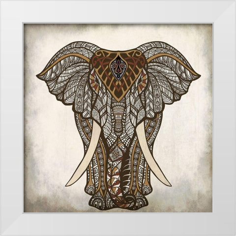 Mandala Elephant White Modern Wood Framed Art Print by Allen, Kimberly