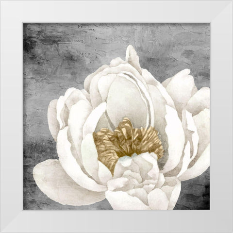 Peony 2 White Modern Wood Framed Art Print by Allen, Kimberly