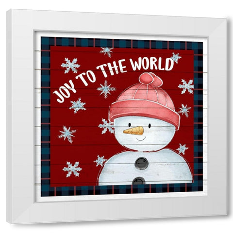 Joy to The World Snowman White Modern Wood Framed Art Print by Allen, Kimberly