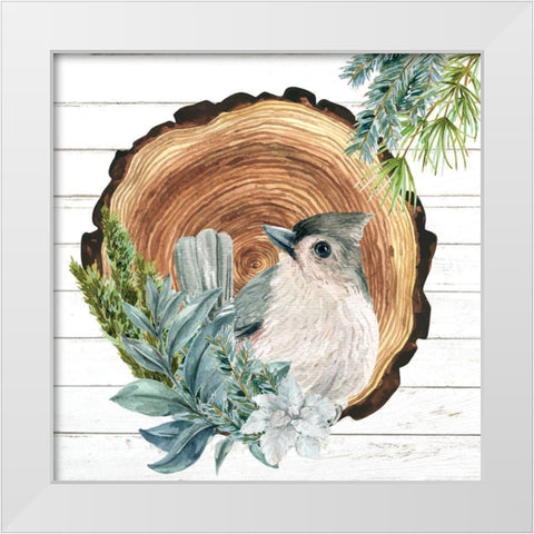 Winter Birds 1 White Modern Wood Framed Art Print by Allen, Kimberly