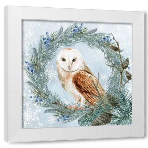 Winter Owl 1 White Modern Wood Framed Art Print by Allen, Kimberly