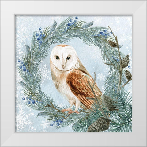 Winter Owl 1 White Modern Wood Framed Art Print by Allen, Kimberly