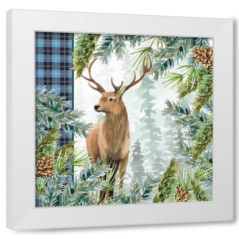 Woodland Christmas 1 White Modern Wood Framed Art Print by Allen, Kimberly