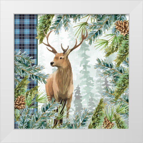 Woodland Christmas 1 White Modern Wood Framed Art Print by Allen, Kimberly