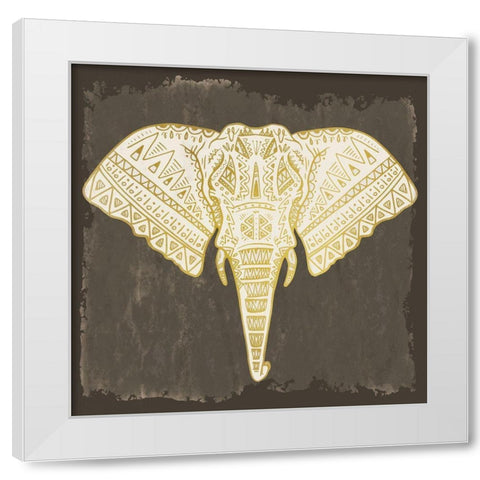 Native Elephant White Modern Wood Framed Art Print by Kimberly, Allen
