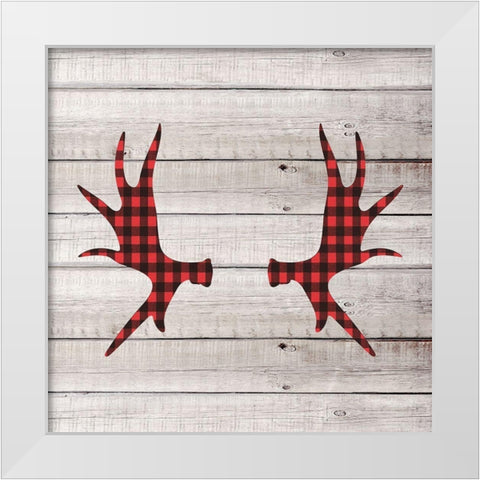 Antlers 1 White Modern Wood Framed Art Print by Allen, Kimberly