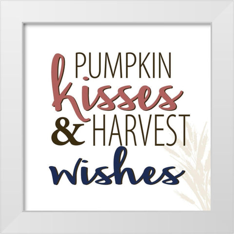 Pumpkin Kisses and Harvest Wishes White Modern Wood Framed Art Print by Allen, Kimberly