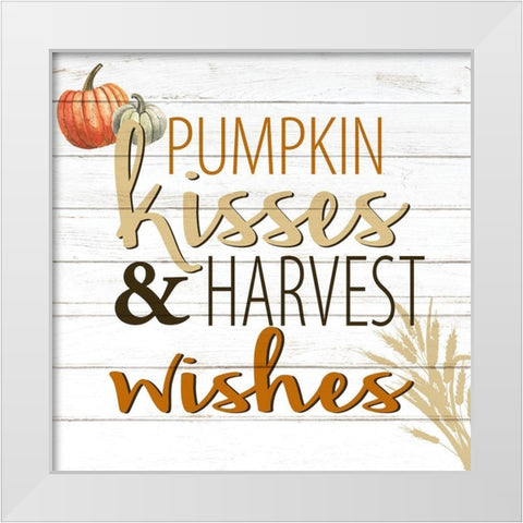 Pumpkin Kisses White Modern Wood Framed Art Print by Allen, Kimberly
