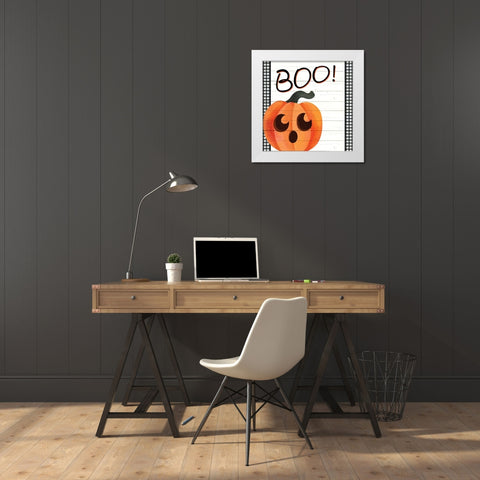 Boo Plaid White Modern Wood Framed Art Print by Allen, Kimberly