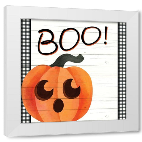 Boo Plaid White Modern Wood Framed Art Print by Allen, Kimberly