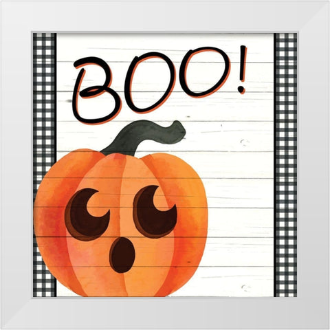 Boo Plaid White Modern Wood Framed Art Print by Allen, Kimberly