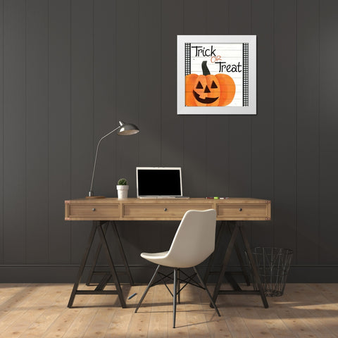 Trick or Treat Plaid White Modern Wood Framed Art Print by Allen, Kimberly