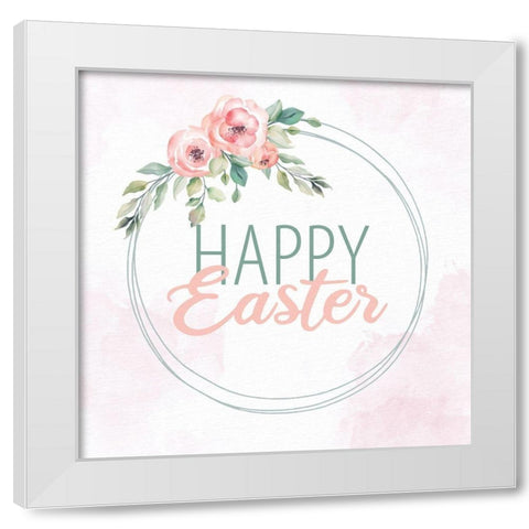 Happy Easter Wreath White Modern Wood Framed Art Print by Allen, Kimberly