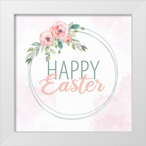 Happy Easter Wreath White Modern Wood Framed Art Print by Allen, Kimberly