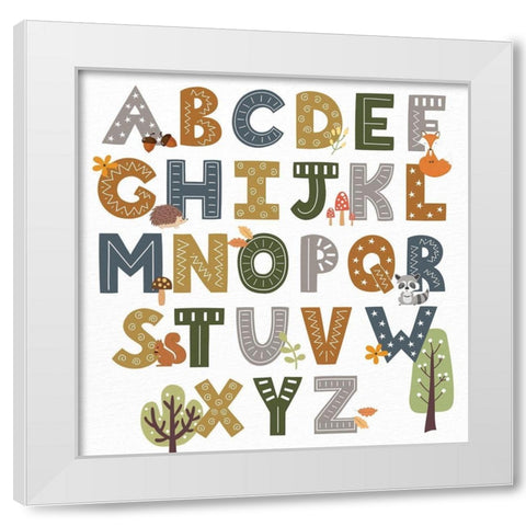 Woodland ABCs White Modern Wood Framed Art Print by Allen, Kimberly