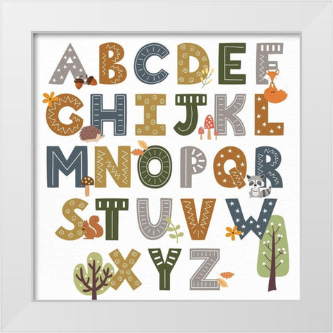 Woodland ABCs White Modern Wood Framed Art Print by Allen, Kimberly