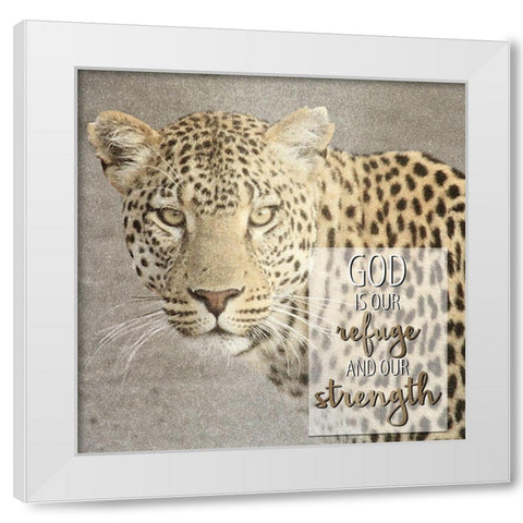 God Is Our Refuge Leopard White Modern Wood Framed Art Print by Allen, Kimberly