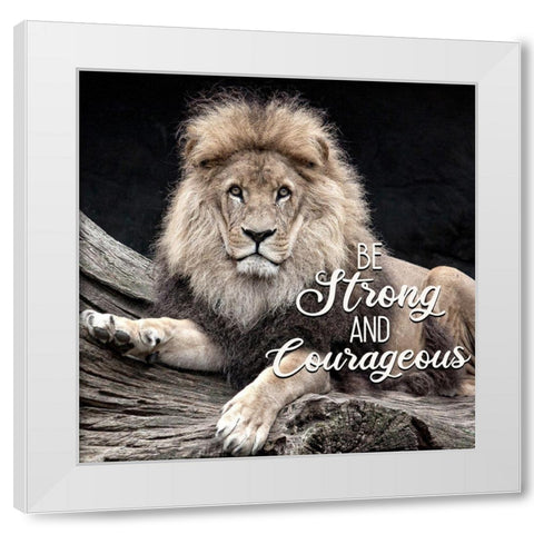 Be Strong Lion White Modern Wood Framed Art Print by Allen, Kimberly