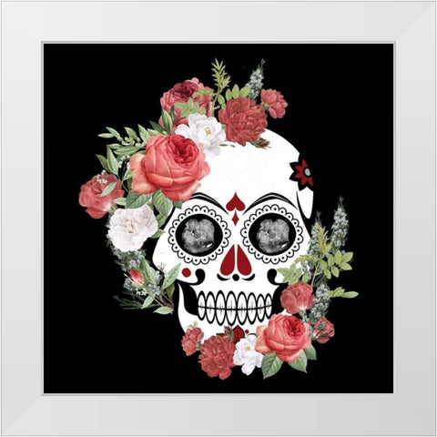 Skull Roses White Modern Wood Framed Art Print by Allen, Kimberly