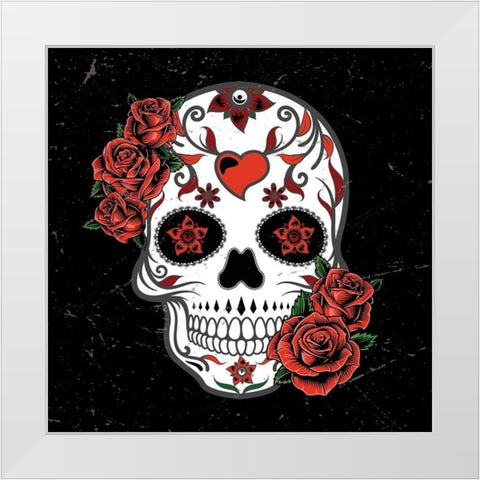 Vintage Rose Skull White Modern Wood Framed Art Print by Allen, Kimberly