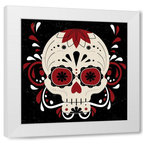 Sugar Skull 1 White Modern Wood Framed Art Print by Allen, Kimberly