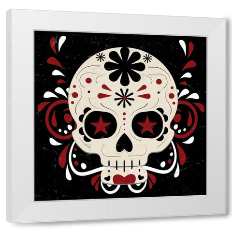 Sugar Skull 2 White Modern Wood Framed Art Print by Allen, Kimberly