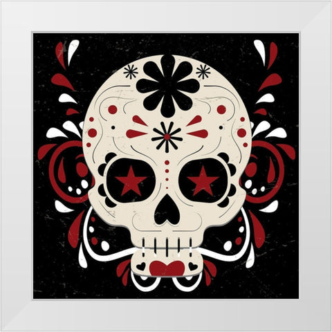 Sugar Skull 2 White Modern Wood Framed Art Print by Allen, Kimberly