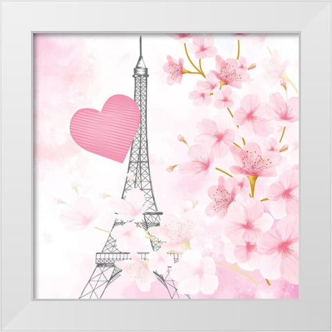 Cherry Blossom Paris 3 White Modern Wood Framed Art Print by Allen, Kimberly