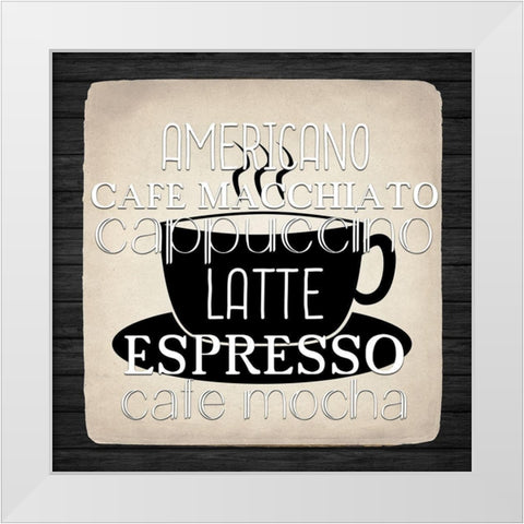 Coffee Gets Me 2 White Modern Wood Framed Art Print by Allen, Kimberly