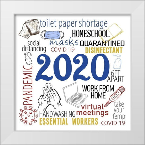 2020 Year White Modern Wood Framed Art Print by Allen, Kimberly