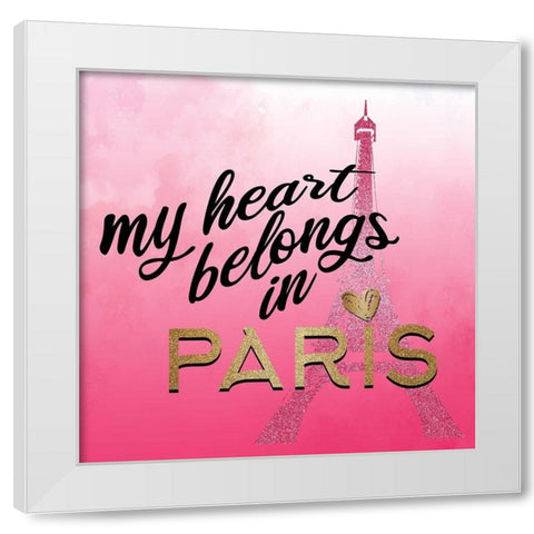 In Paris Hearts 1 White Modern Wood Framed Art Print by Allen, Kimberly