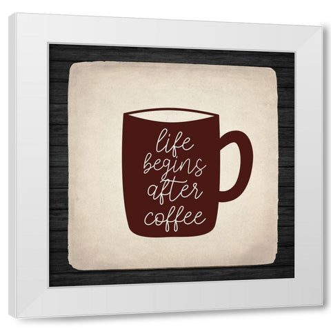 First Coffee 1 White Modern Wood Framed Art Print by Allen, Kimberly