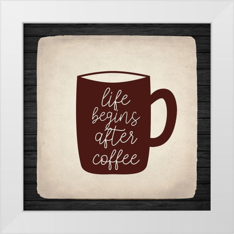 First Coffee 1 White Modern Wood Framed Art Print by Allen, Kimberly
