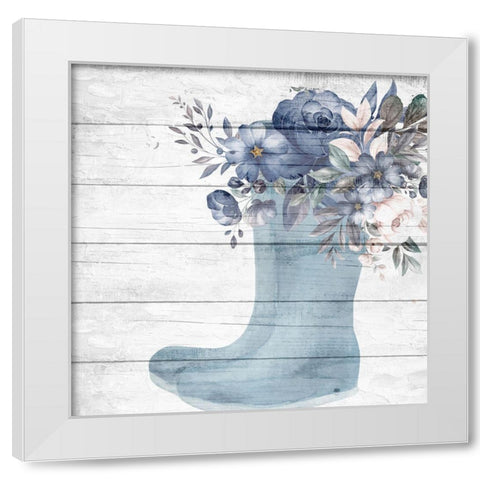 Rainboot Floral White Modern Wood Framed Art Print by Allen, Kimberly