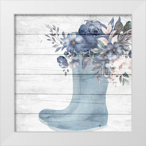 Rainboot Floral White Modern Wood Framed Art Print by Allen, Kimberly