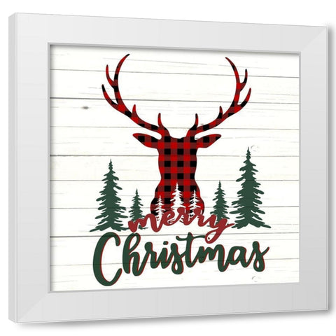 Merry Christmas Deer Forest White Modern Wood Framed Art Print by Allen, Kimberly