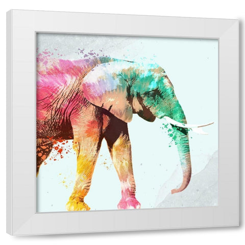 Tie Die Elephant 1 White Modern Wood Framed Art Print by Allen, Kimberly