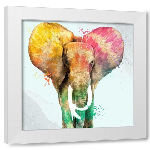 Tie Die Elephant 2 White Modern Wood Framed Art Print by Allen, Kimberly