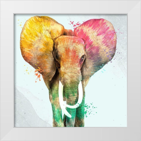 Tie Die Elephant 2 White Modern Wood Framed Art Print by Allen, Kimberly