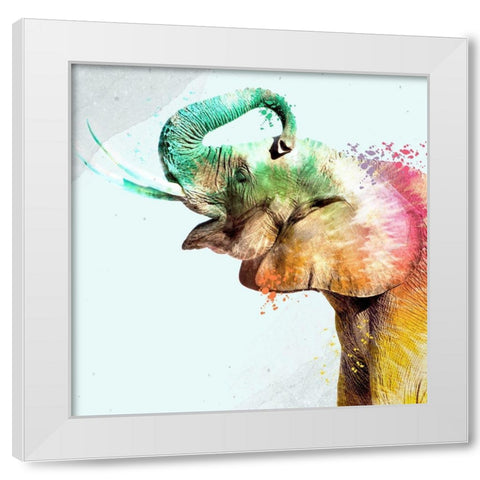Tie Die Elephant 3 White Modern Wood Framed Art Print by Allen, Kimberly