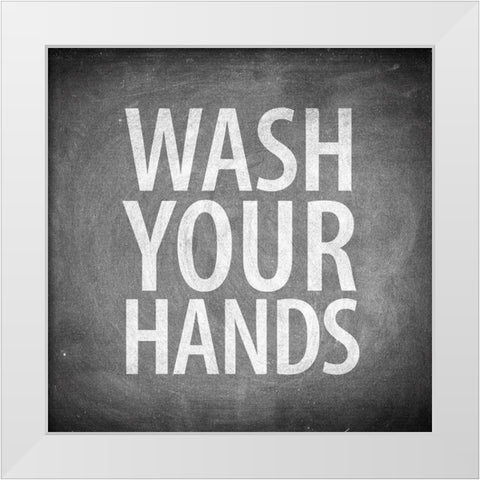 Bathroom Chalkboard 3 White Modern Wood Framed Art Print by Allen, Kimberly