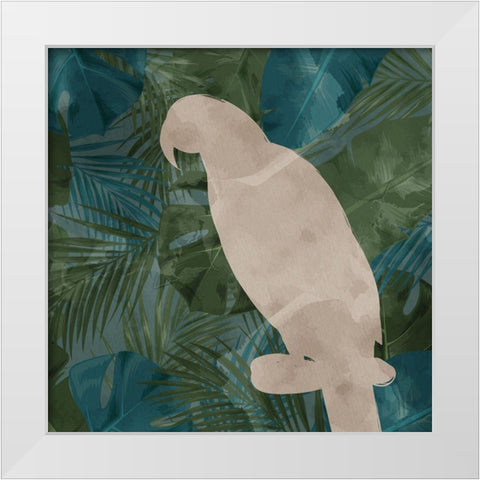 Parrot Silhouette 2 White Modern Wood Framed Art Print by Allen, Kimberly