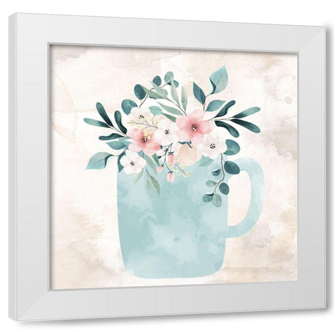 Coffee Floral 3 White Modern Wood Framed Art Print by Allen, Kimberly