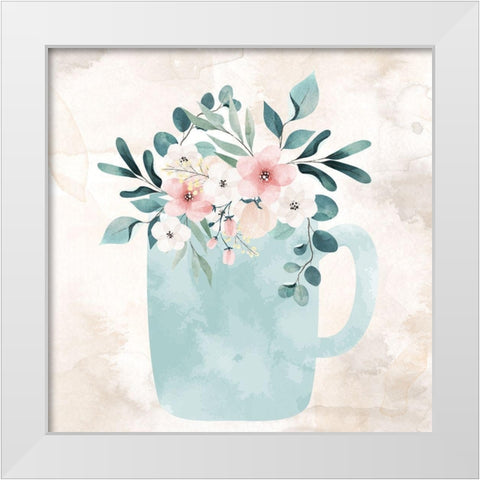 Coffee Floral 3 White Modern Wood Framed Art Print by Allen, Kimberly