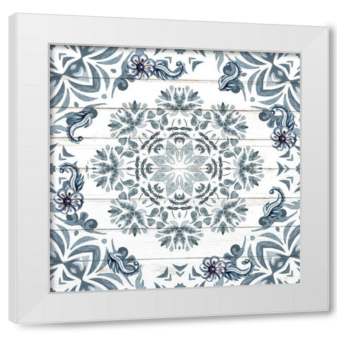 Blue Tiles 1 White Modern Wood Framed Art Print by Allen, Kimberly